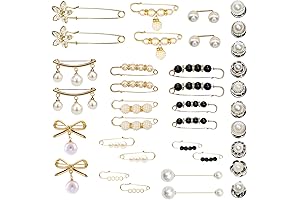 36Pcs Pearl Faux Rhinestones Brooches Brooch Safety Pin