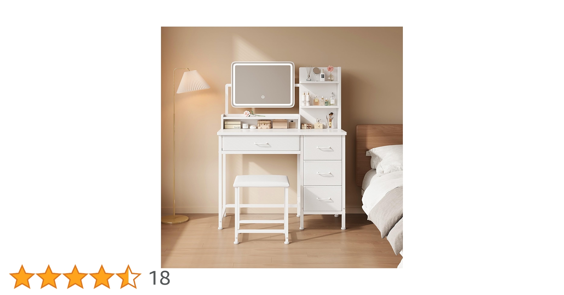 Amazon｜Yetom ドレッサーコンパクト 3色LEDミラーライト 収納沢山