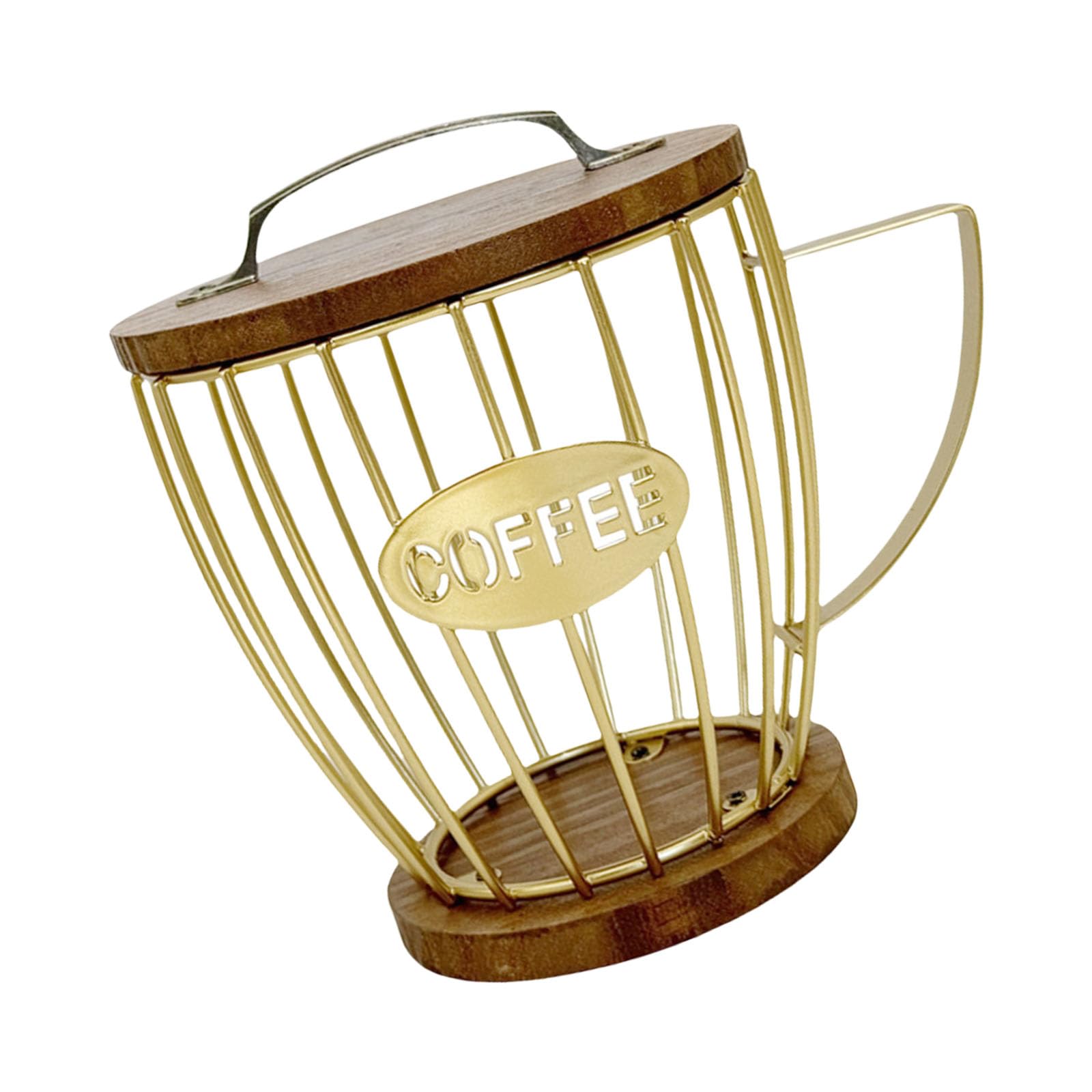 Mekalero Gold Practical Coffee Storage Basket Large Capacity Coffee Pods Organiser Espressos Pods Dispense For Kitchen Countertop Kitchen Countertop Storage Basket