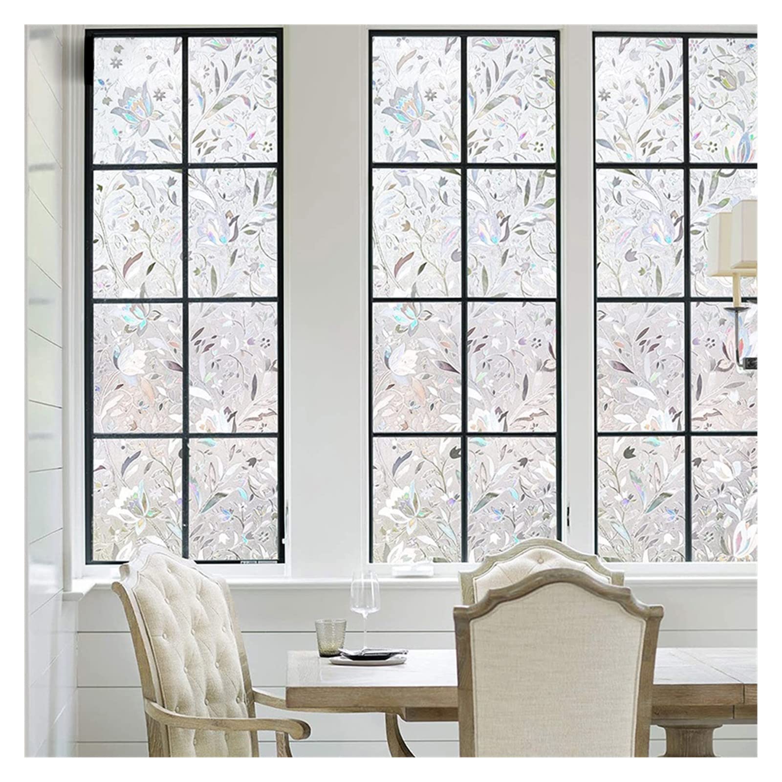Folia chroniąca okno Blooming Flower Glass Film Static Cling PVC Ochrona prywatności Folia 3D do dekoracji wnętrz(75x200cm)