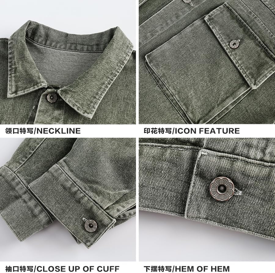 American-Style Retro Denim Jacket for Men in Autumn with High-Street Workwear Style