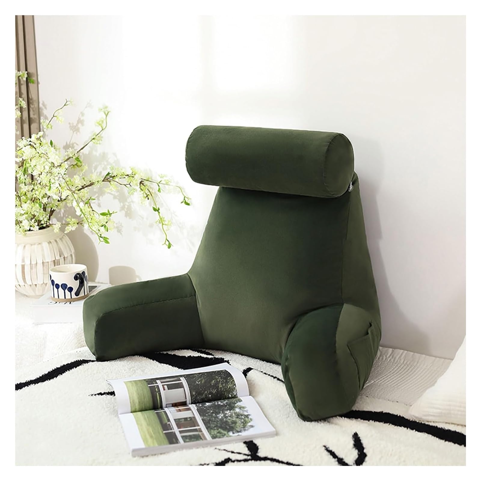 YKMYXZ support pillow， With Detachable Neck,WithSupport,Ergonomic Lumbar Support Cushion(Jade Green,75x40x40cm)