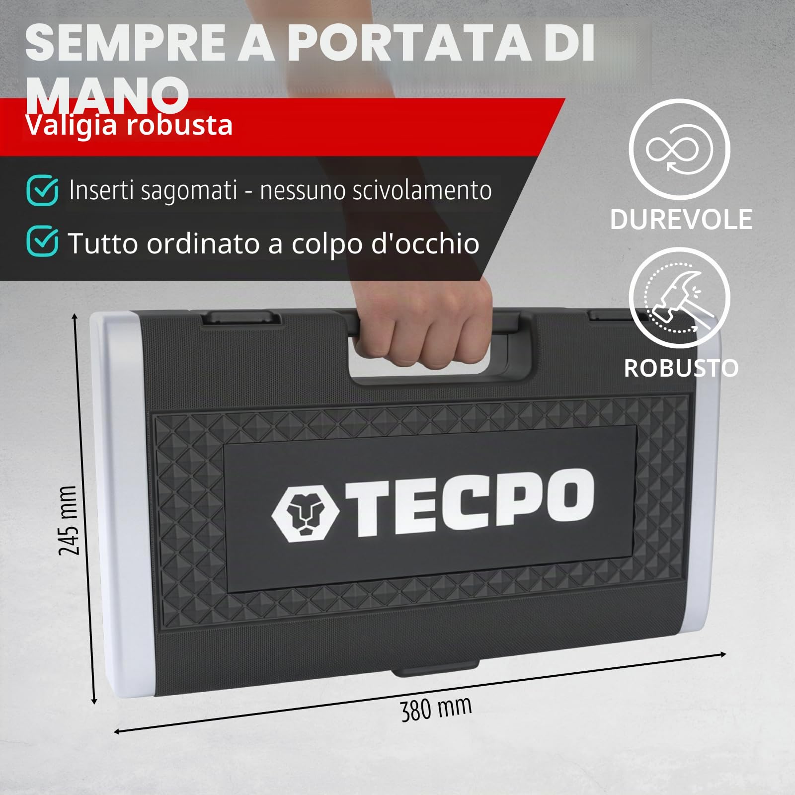 TECPO Set di utensili per pollici Harley a bussola, dadi dimensioni set scatola a cricchetto