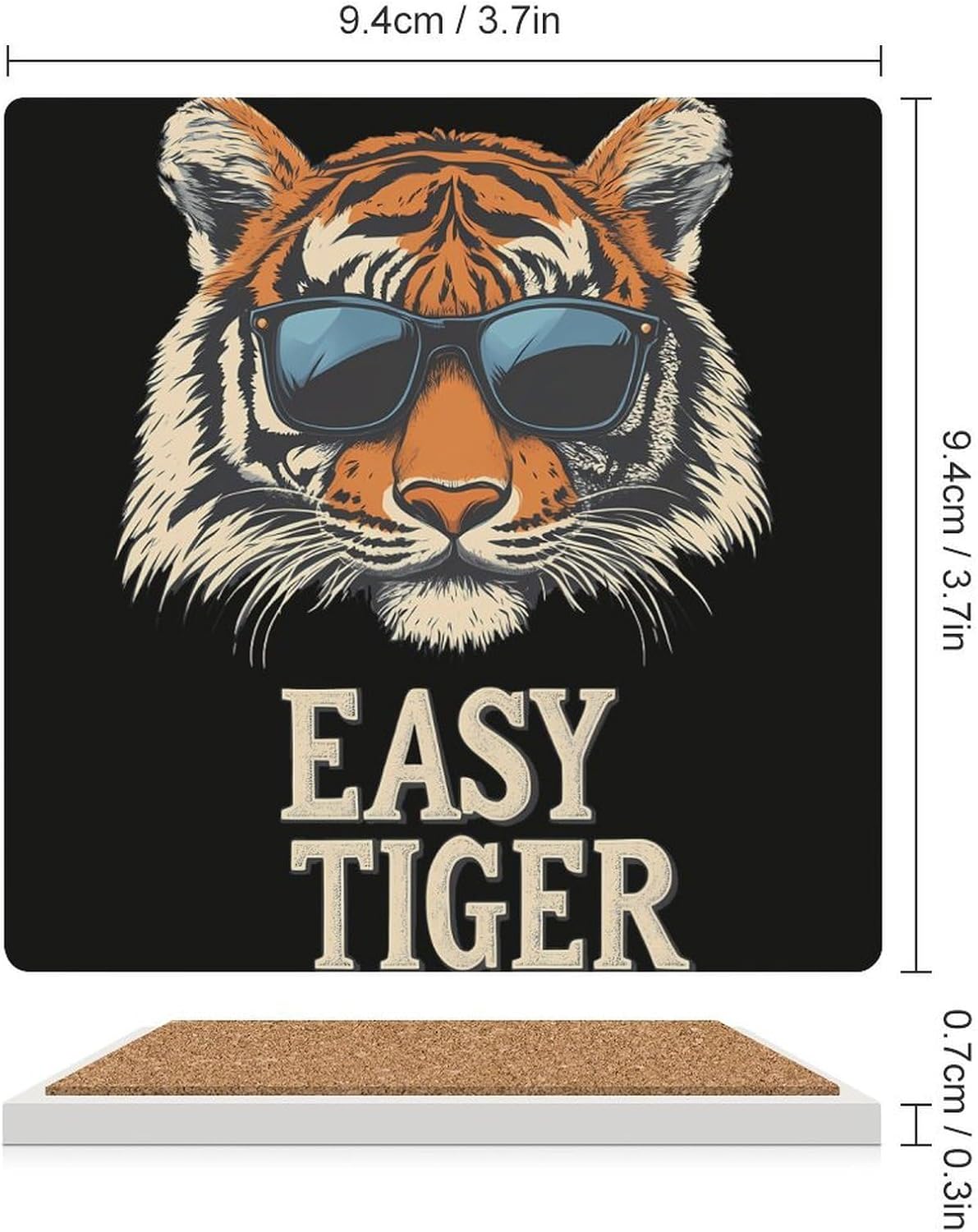 Tiger Ceramic Coasters Set Square Drink Coasters Table Coaster for Kitchen Desktop Decor