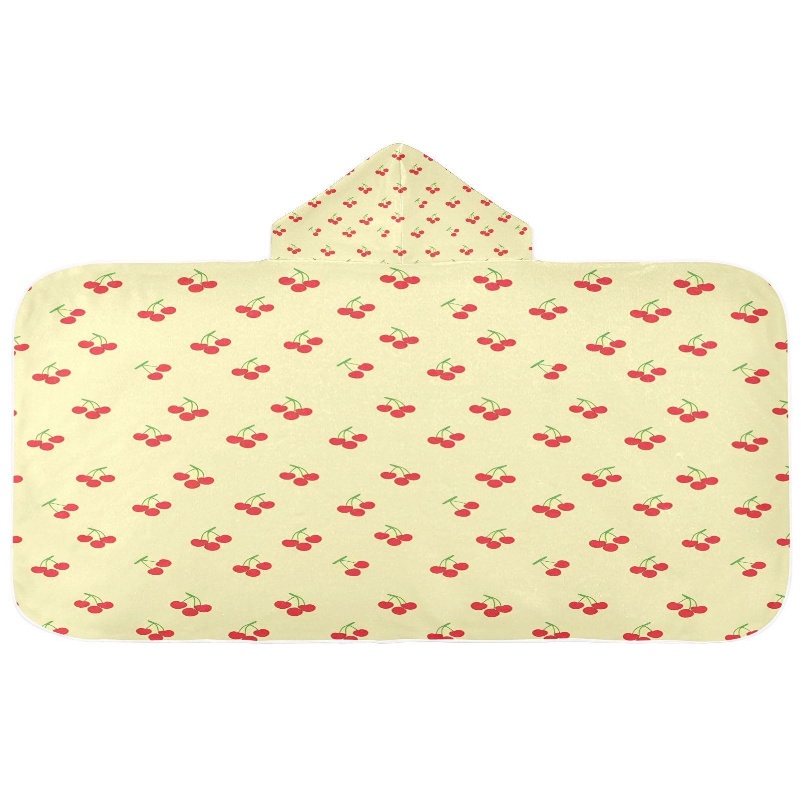 Nesatuwa Hooded Towel for Kids,Cherries Stems Yellow Kids Beach Bath Towels Soft Absorbent Quick Dry Poncho Towel for Girls Boys