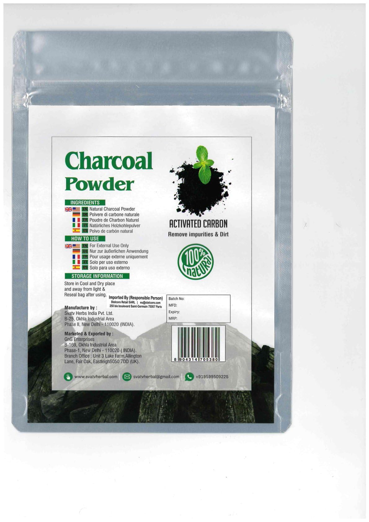 Activated Charcoal Powder | Kohle Pulver | Deep Cleanses & Detoxifies Skin & Hair | Ingredient for Tooth Powder | 8 oz 227 Gram Half Pound