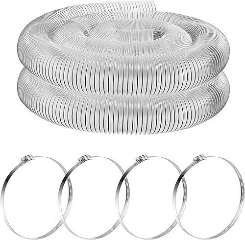 Amylove Manguera de recogida de polvo de PVC pesado de 2.5 pulgadas, 10 pies, manguera flexible de PVC transparente con bobina de alambre de acero