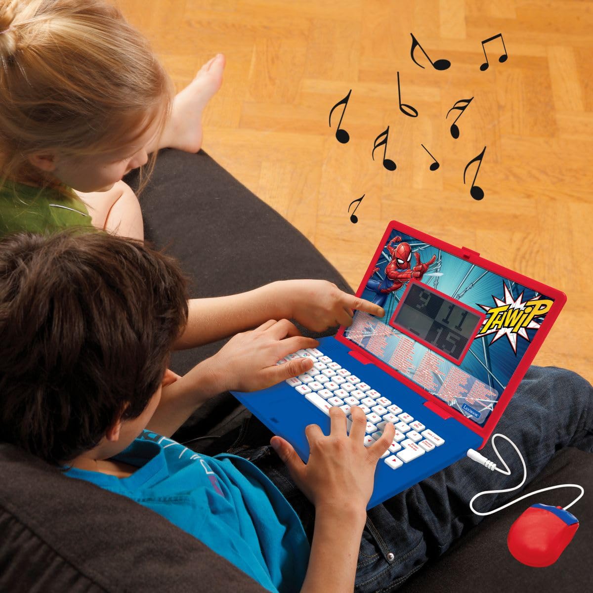 Lexibook, Spiderman, dwujęzyczny holenderski i francuski komputer edukacyjny, 164 aktywności, matematyka, gry logiczne, tryb muzyczny, ekran LCD, design Spiderman, czerwony/niebieski, JC601SPi10LXB