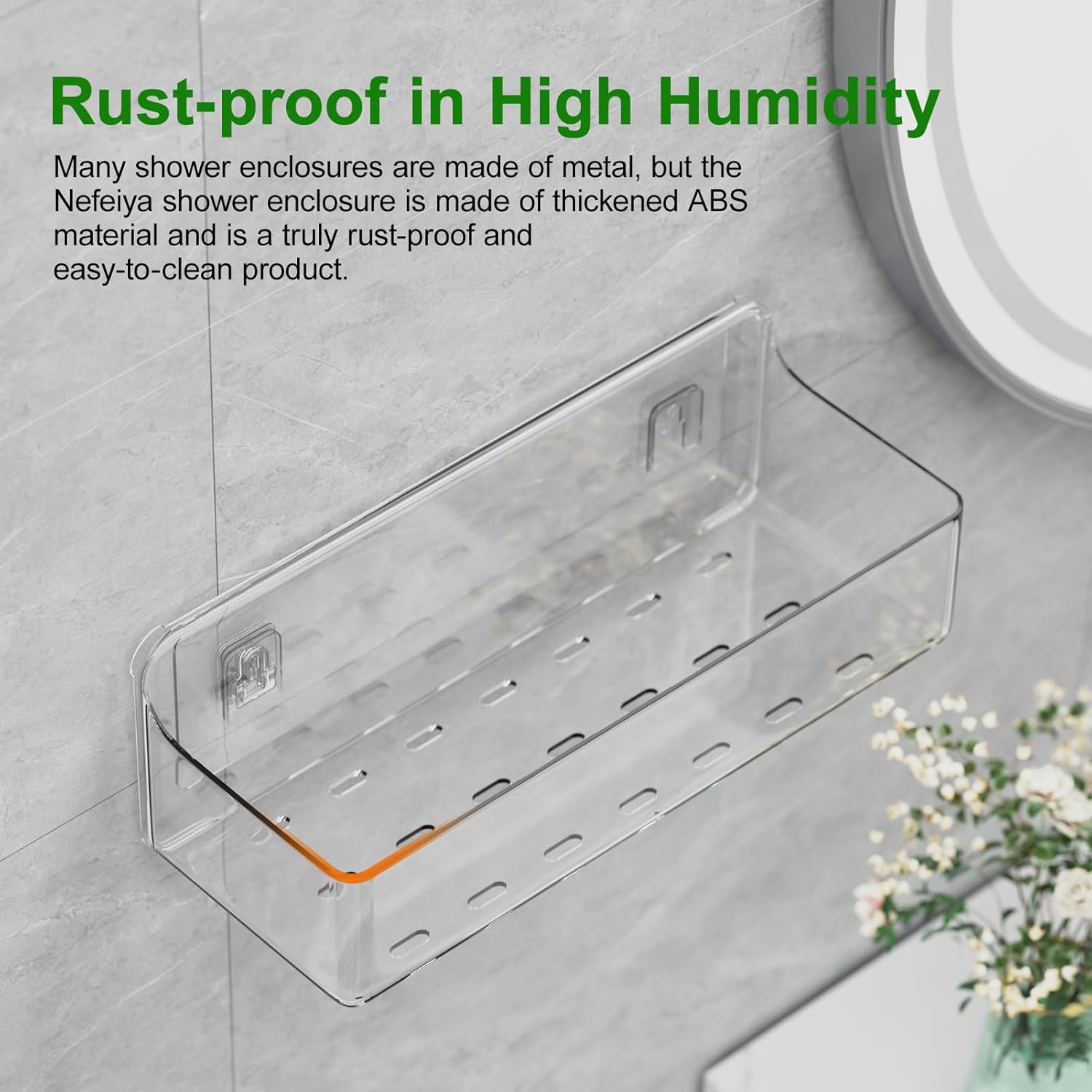 Adhesive Shower Caddy 6 Pack Rustproof Shower Shelves for Inside Shower No Drilling Bathroom Organizers and Storage & Home Décor & Kitchen Large Rack with Soap Holder Clear (clear)