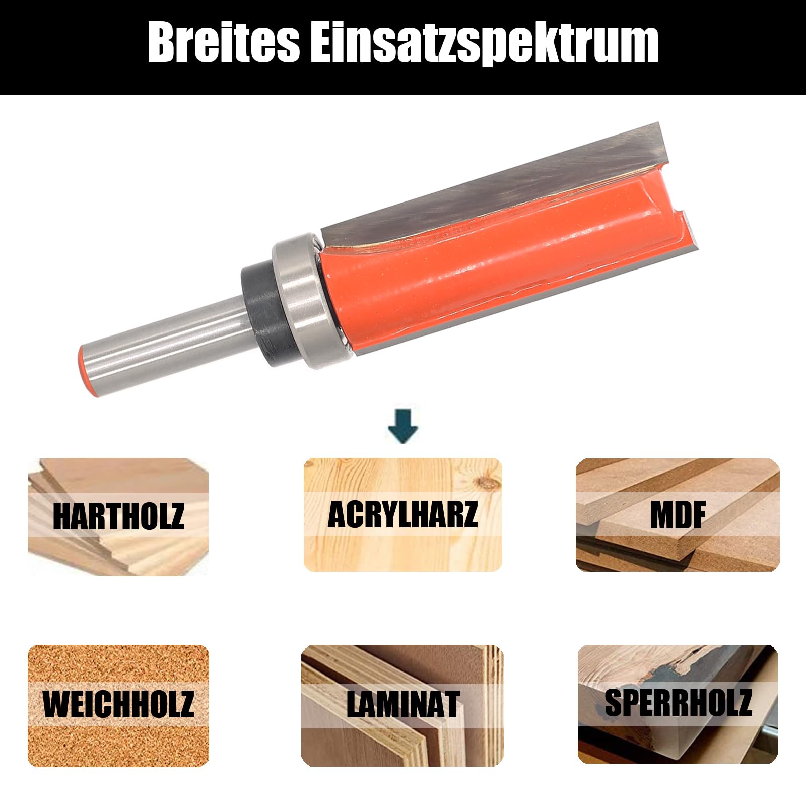 Fresa de enrasado de 8 mm, fresadora de enrasado, rodamiento de bolas superior, fresa superior para carpintería, herramienta de corte para madera
