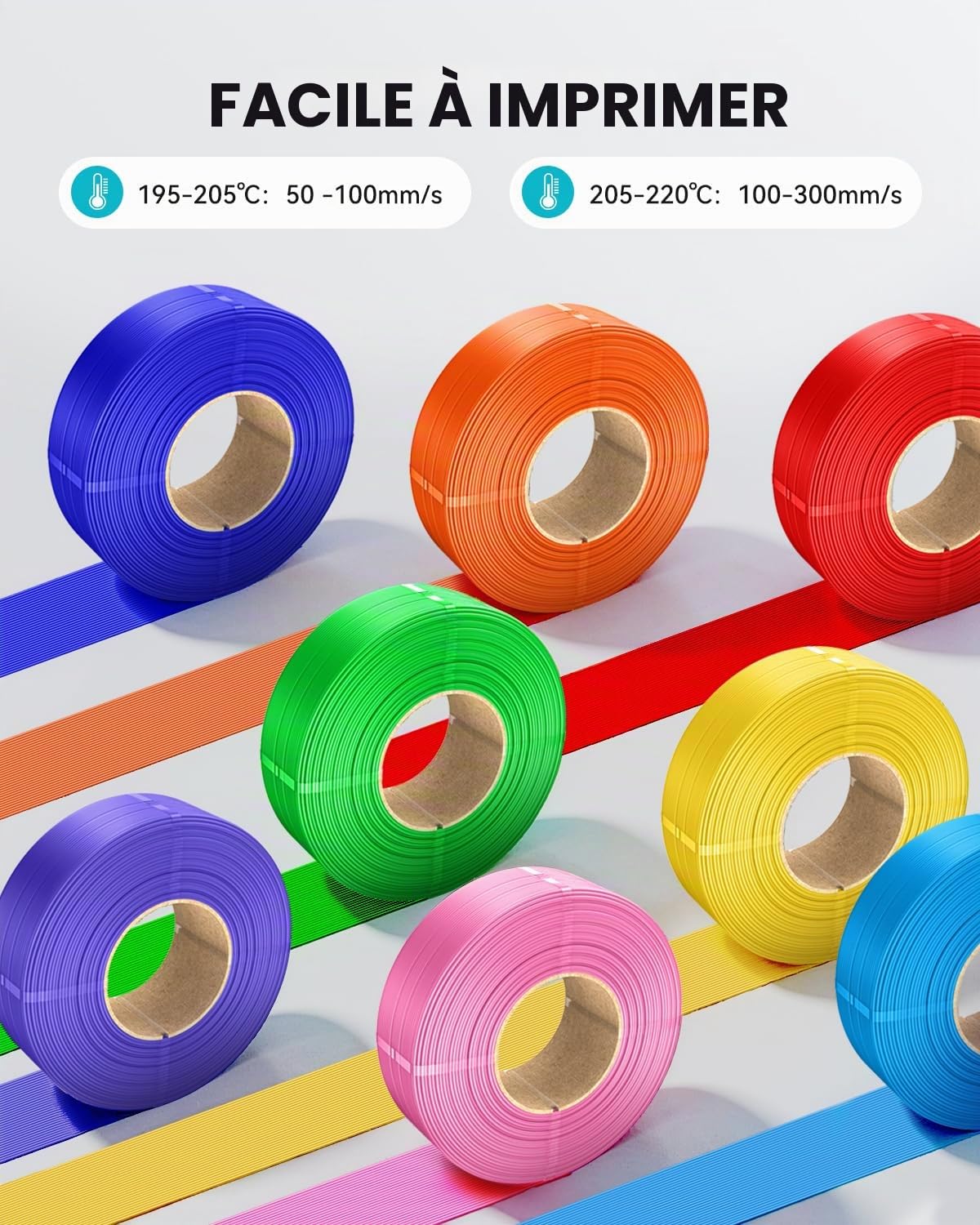 SUNLU Recharge de filament PLA+ 1,75 mm 4 kg, PLA Plus pour imprimante 3D, sans bobine, blanc, pour bobines réutilisables, compatible avec imprimante 3D Bambu Lab, 4 rouleaux de 1 kg/rouleau