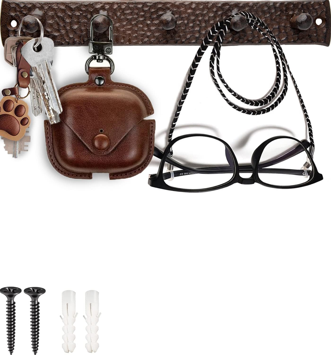 Comfify Cast Iron Key Holder – Padlock Design with 5 Hooks – Farmhouse