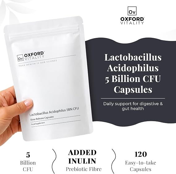 Acidophilus Lactobacillus Tablets | High Strength 550m CFU (Actual British Value) Helps Improve Bowel Function | by Oxford Vitality