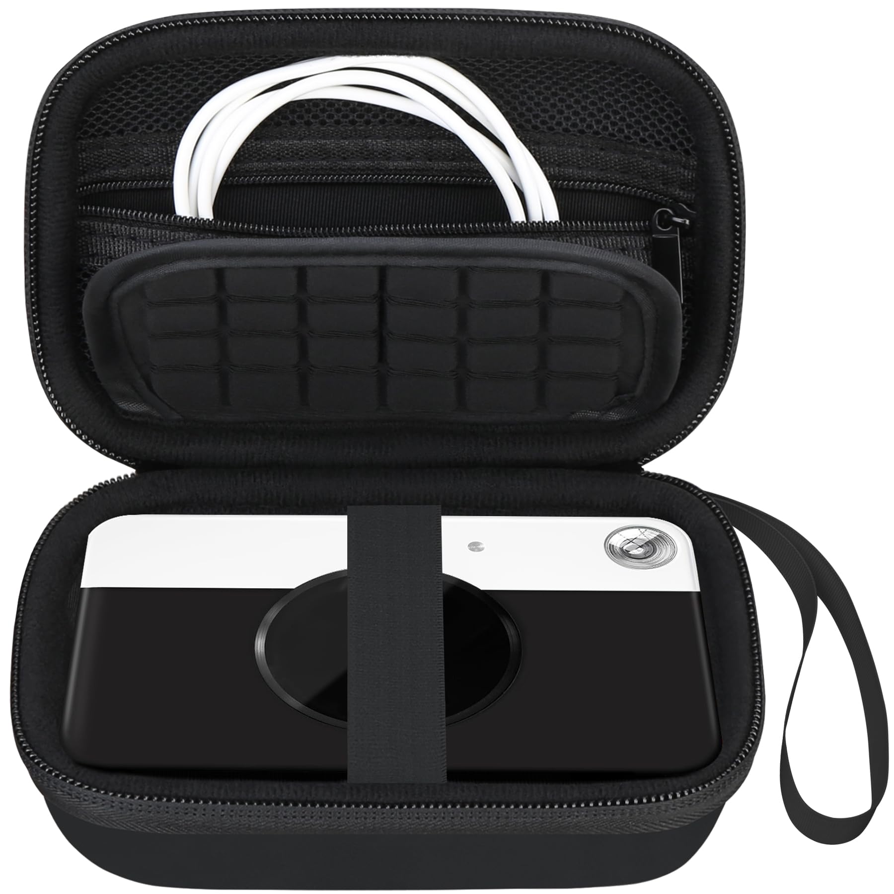 Elonbo Carrying Case for KODAK Printomatic Full-Color Instant Print Digital Camera, Portable Mini Photo Printer Hard Travel Bag, Picture Printer Storage Holder, Mesh Bag Fits Photo Paper Cable,Black+