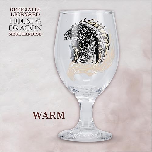Miniatura 3 de Paladone House Of The Dragon - Copa de cristal que cambia de color (10.2 onzas líquidas), mercancía y regalo de Juego de Tronos, novedad medieval de
