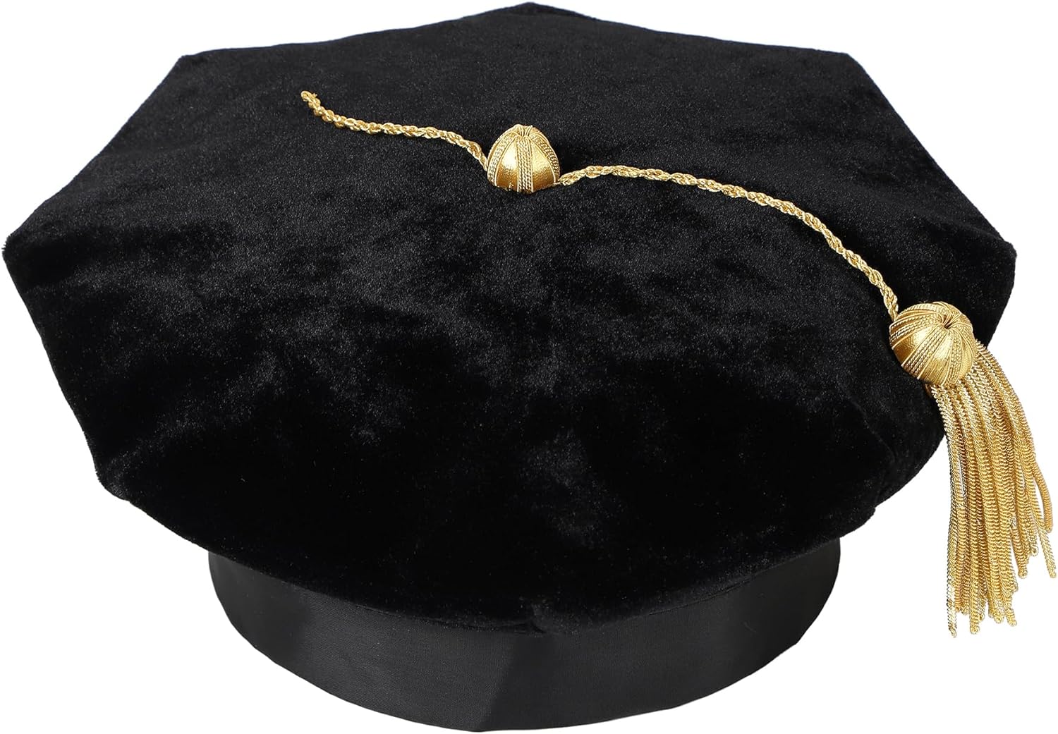 Unisex Deluxe Doctoral Graduation Gown and Doctoral Hood 8-Sided Tam Package for Academic Regalia