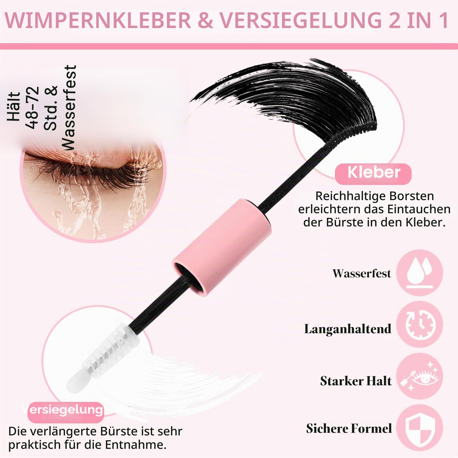 144 Pcs Falsche Wimpern Set, Wimpernverlängerung wiederverwendbar, Mischlängen 8-16 mm, mit 2 in 1 Kleber & Versiegler, Entferner, Pinzette, Pinsel, DIY für Zuhause, geeignet für Anfänger