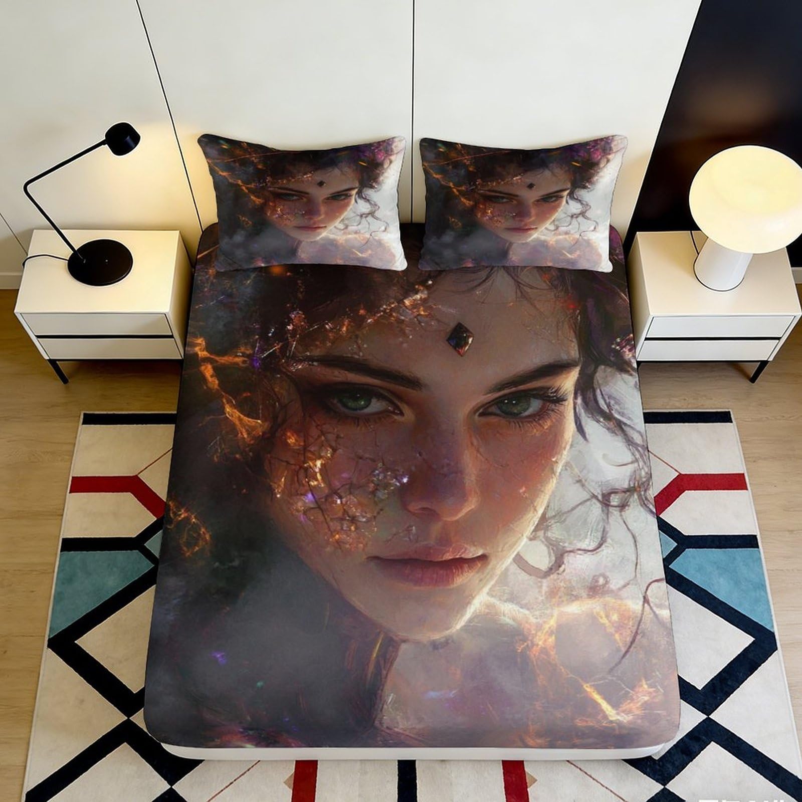 3D Printed Galaxy Starry Sky Fitted Sheet Microfiber Soft Breathable Cosmic Nebula Mattress Cover Bedroom Decor 200x200x25cm