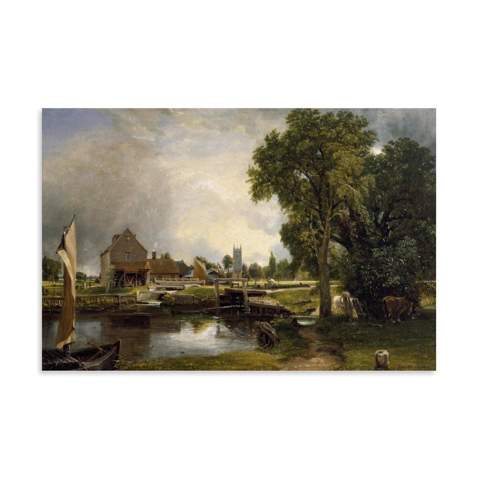 Xuxuecc Unframe John Constable Wall Art Prints Paintings Poster Dedham Lock And Mill Decorative Painting Canvas Wall Art Living Rooms Bedroom Painting 20X30inch(50X75cm)