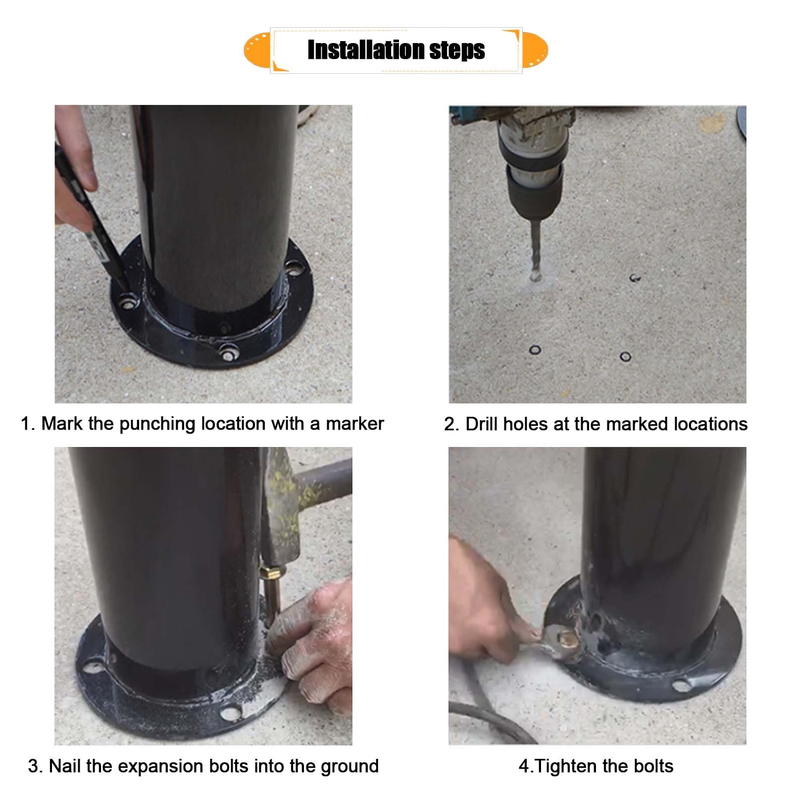 Bolardo de Acero Inoxidable, Barrera Fija de Alta Resistencia para Seguridad Vial, Control de estacionamiento y gestión de multitudes.