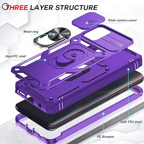 Miniatura 4 de LeYi Funda para Moto G Stylus 4G 2021 con funda deslizante para cámara + 2 unidades Protector de pantalla de vidrio templado, funda de grado militar