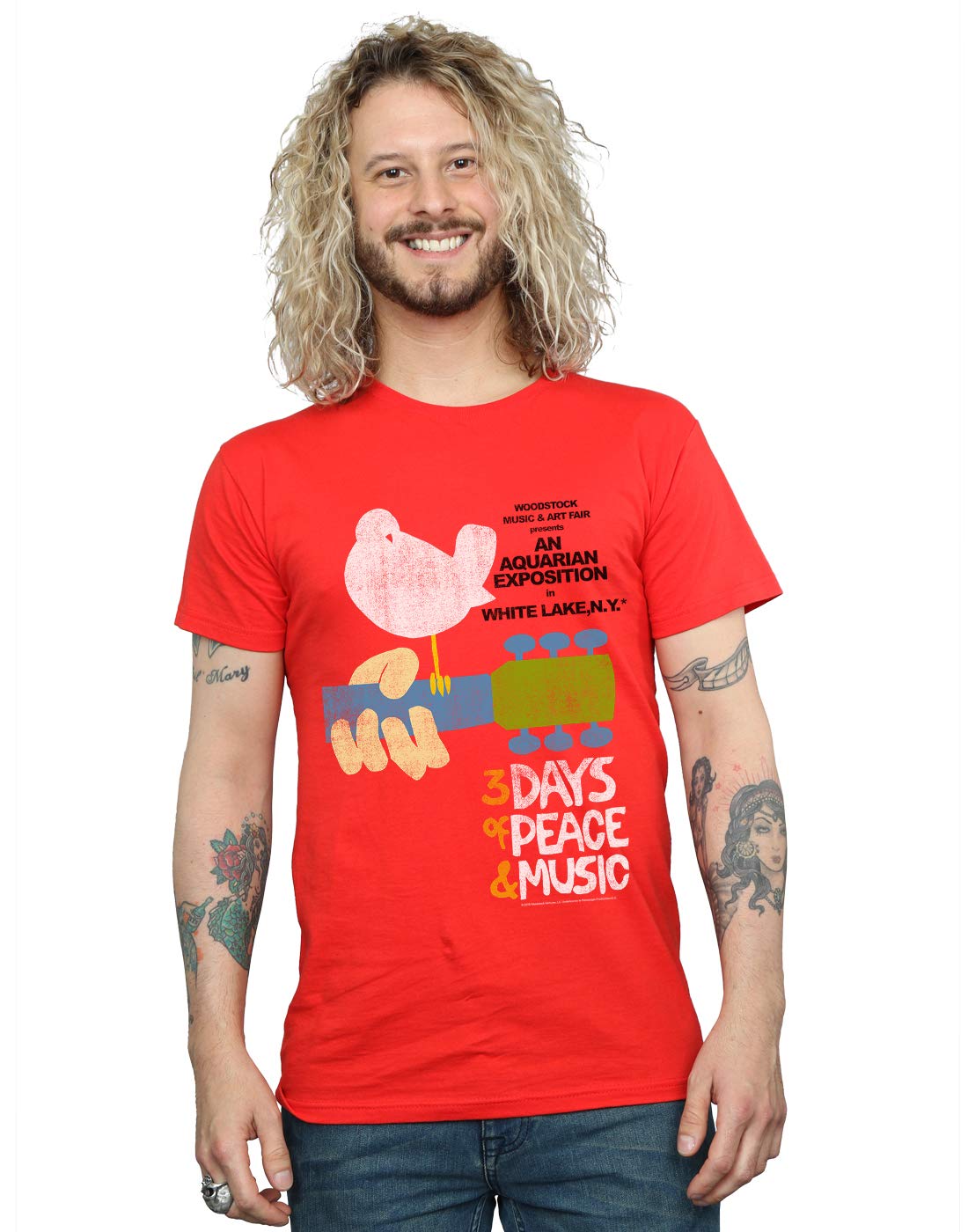 Absolute Cult Woodstock Men's Festival Poster T-Shirt Red XX-Large