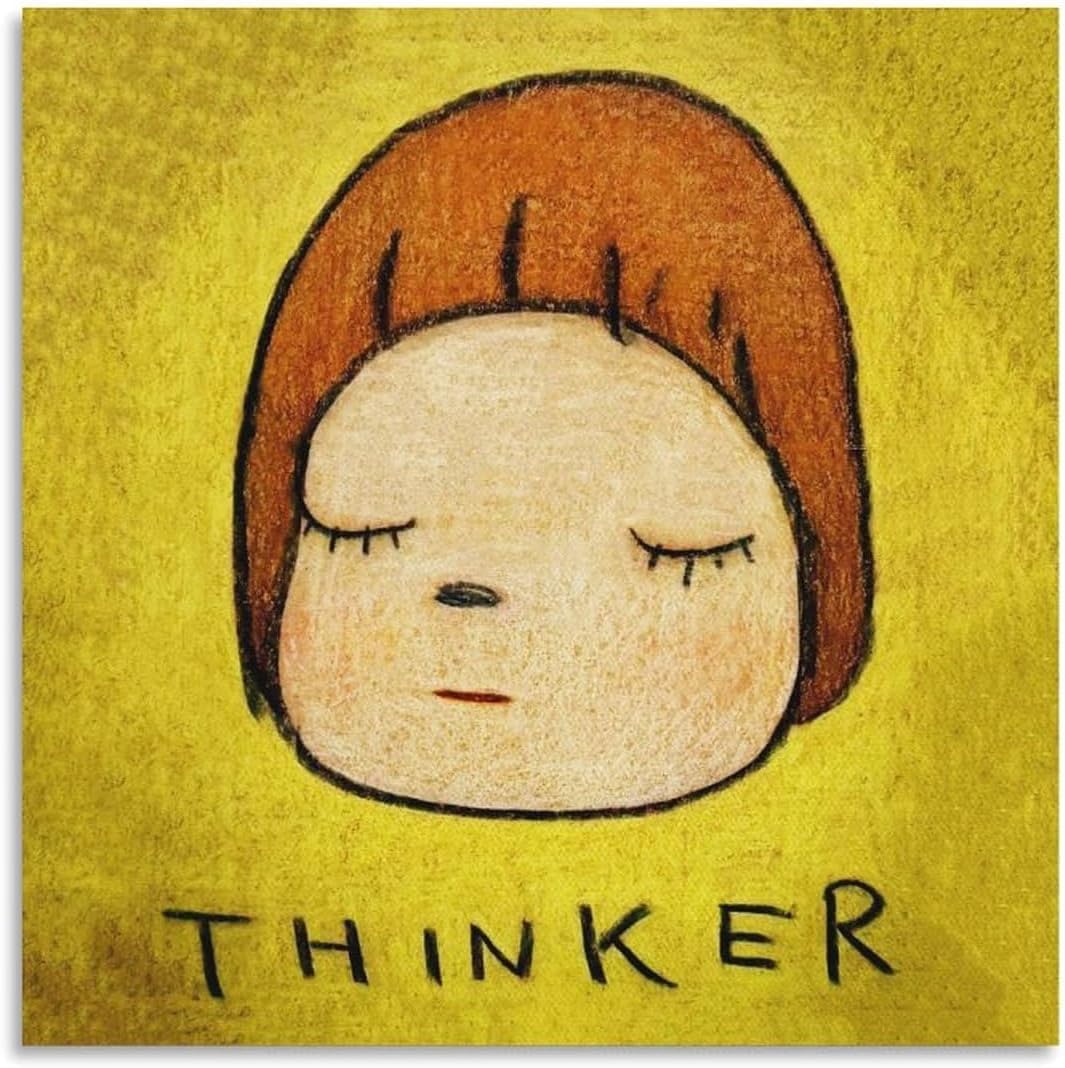 ZZYGGN GMGSW Thinker by Yoshitomos Nara Canvas Poster Cartton Wall Art Modern Painting Yoshitomos Nara Prints for Bedroom Picture Decor 50x50cmx1 Frameless