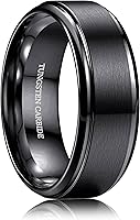 Jstyle 8mm Tungsten Carbide Wedding Bands for Men Women - Black Silver Gold Matte Finish Polished Edges Comfort Fit Sizes 6-14