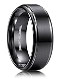 Tungsten Wedding Rings for Men Women 8MM Mens Wedding Band Black&sol;Silver&sol;Gold Mens Rings&comma; Matte Surface Polished Edge Engagement Promise Men Ring Jewelry Comfort Fit 6-14