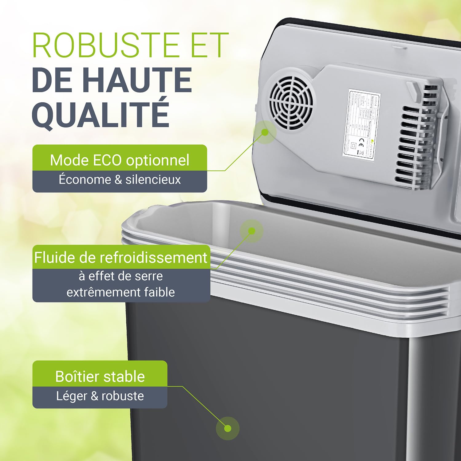 Juskys glacière électrique 24 litres 12 V / 230 V pour Voiture, Camion, Camping-Car - Mini réfrigérateur Froid et Chaud - glacière thermoélectrique - Gris