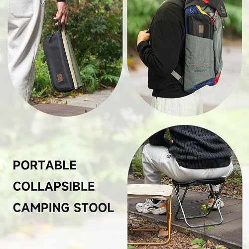Miniatura 4 de Taburete de camping, taburete plegable portátil para adultos, sillas plegables para pesca, senderismo al aire libre, carga de 300 libras