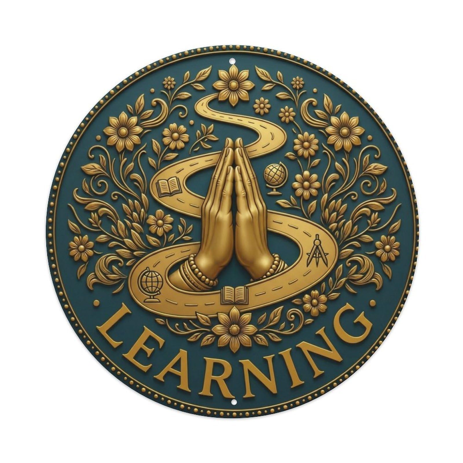 Fyrn Style Metal Tin Sign Vintage Namaste Praying Hands Learning Flower Zen Yoga