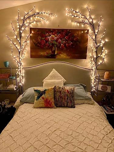 Miniatura 5 de 2 piezas de luces de enredadera de sauce encantadas para decoración del hogar, ramas iluminadas flexibles DIY con control remoto con temporizador y