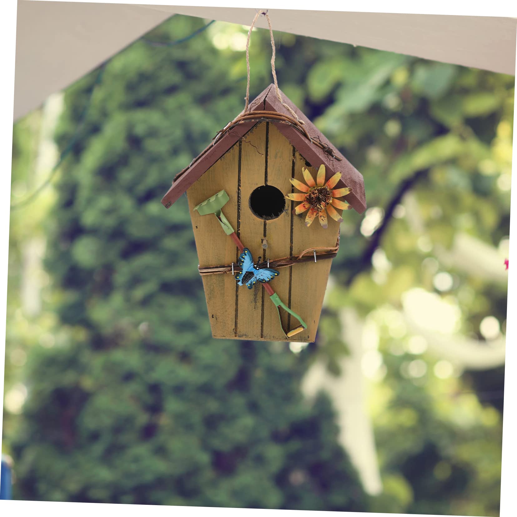 TOYANDONA Casetta per Uccelli in Legno a Forma di Casa, 2 Pezzi | Pappagalli e Uccelli Gialli, Uso Interno e Outdoor, Decorazione Artigianale Sospesa