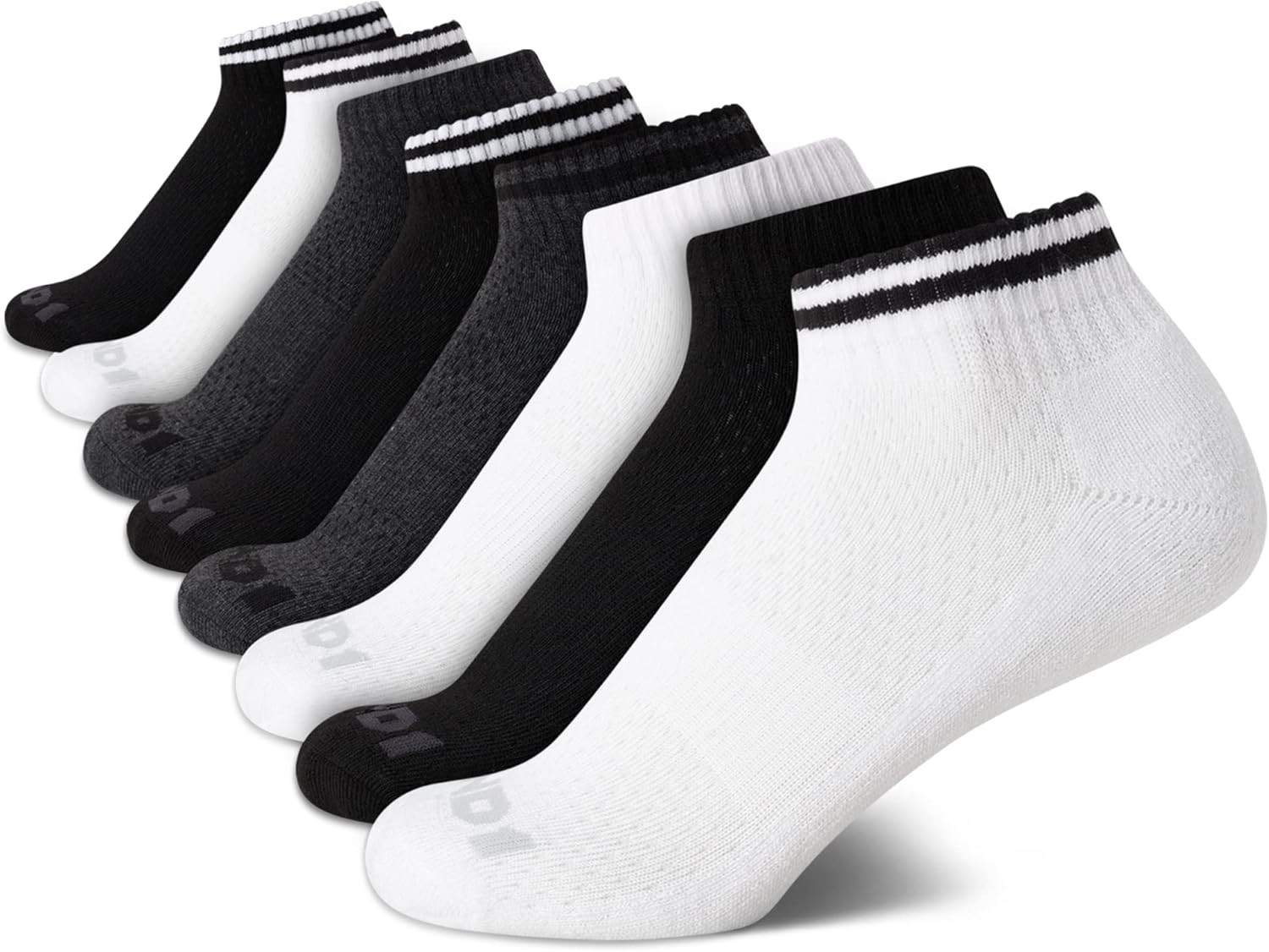 AND1 Boys Quarter Socks - 8 Pack Moisture Wicking Cushioned Athletic Basketball and Running Socks for Boys (Sizes: S-L)