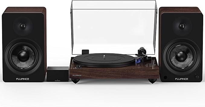 Fluance Reference RT84 High Fidelity Vinyl Turntable with PA10 Phono Preamp and Ai61 Powered 6.5" Bookshelf Speakers, Ortofon 2M Blue Cartridge, 120W Class D Amplifier, Bluetooth Natural Walnut