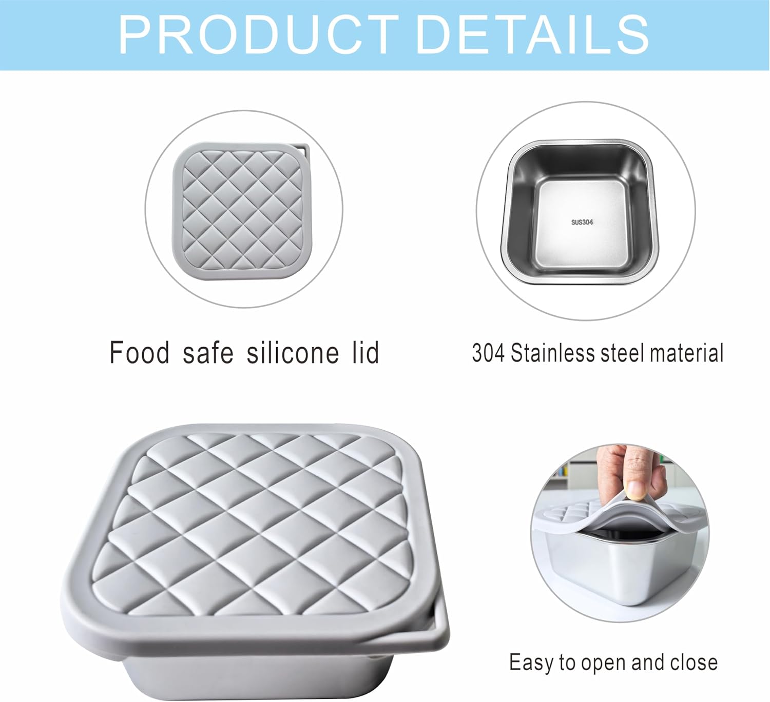 F.Y.Dreams 3 Pack 304 Stainless Steel Sandwich Containers With Silicone Lids/ 3 * 35 OZ/Plastic Free Lunch Box/Metal Bento Box/Snack Containers/Cream+Navy+Light Gray
