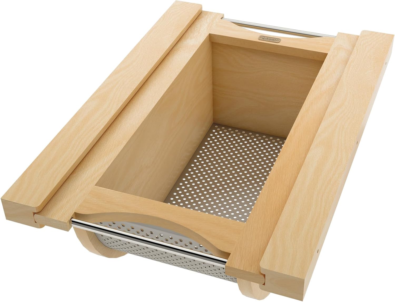 REV-A-SHELF Natural Maple/Stainless-Steel Produce Basket for 15” Base Cabinets