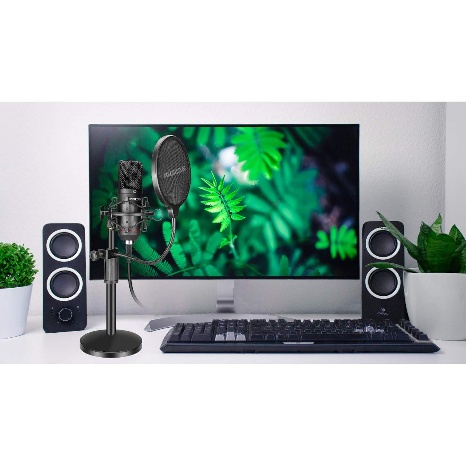 Mozos MKIT-900PRO profesjonalny zestaw mikrofonów pojemnościowych USB, studyjny, stojak, filtr pop, 100 Hz – 18000 Hz, czarny