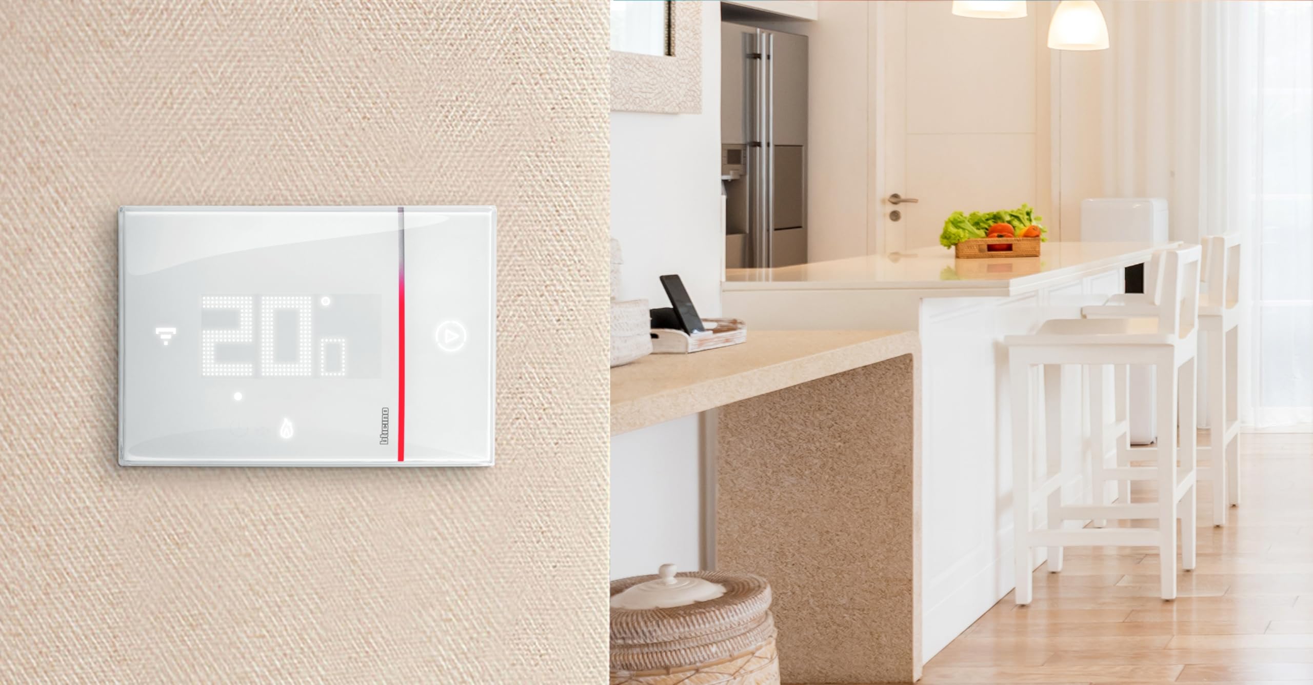Bticino Xw8002E, Termostato Collegato Wifi, New Smarther2 With Netatmo, Colore Bianco, Controllo Della Temperatura (Calore Freddo) Della Casa In Remoto, 12.6 x 1.26 x 8.7 cm 289 grammi