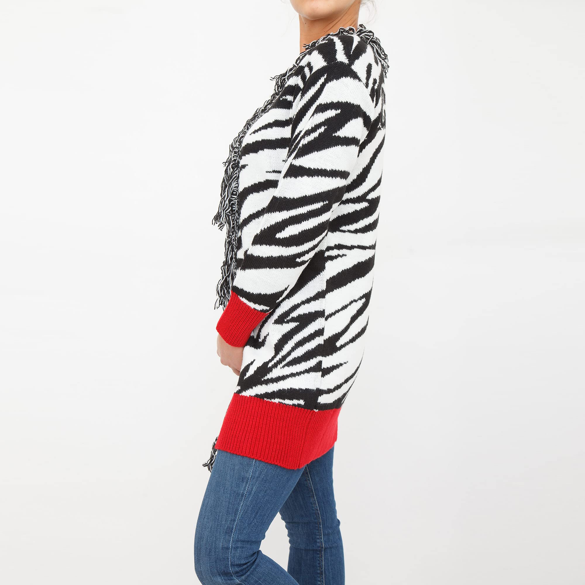 GAELLE Paris Cardigan Lungo zebrato - GBD10275 TG, Nero, XS, Nero, XS