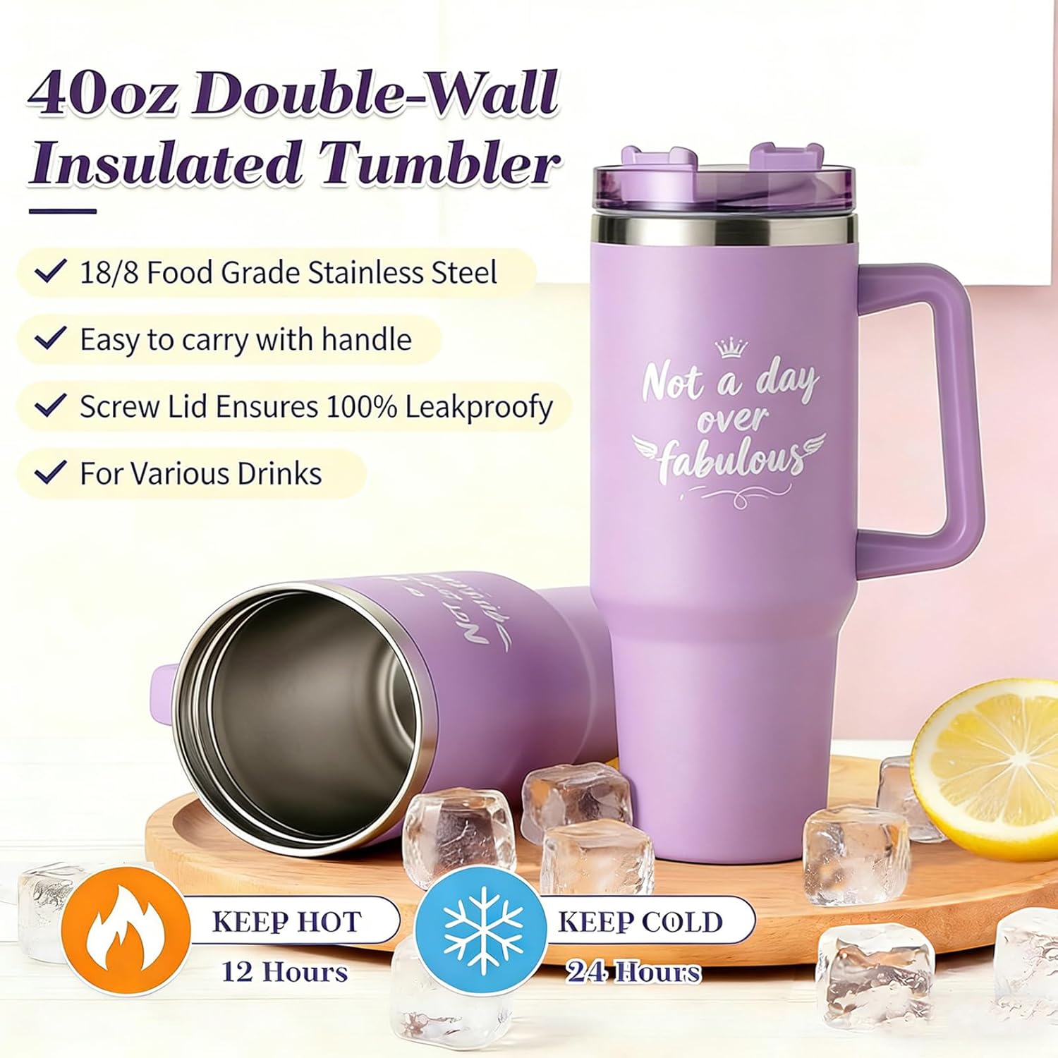 Birthday Gifts for Women – Lavender Spa Gift Basket, Self Care & Get Well Soon Set, 40oz Tumbler with Handle, Stanley Cup Gift Set for Mom, Friends, Relaxation & Pampering