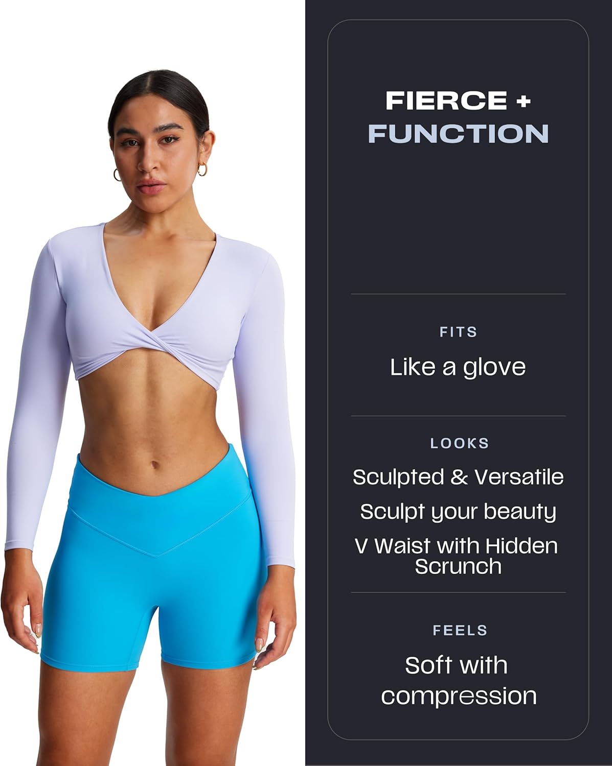 Aoxjox Vanity Workout Biker Shorts for Women V Waist Tummy Control High Waisted Hidden Scrunch Running Yoga Short 4.5" - Image 3