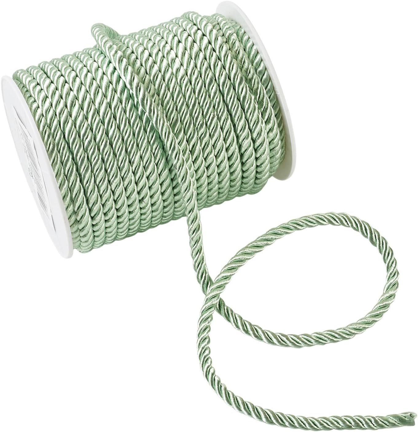 18 Yards Sea Green Twisted Nylon Cord Rope 5mm Sea Green Silk Rope Satin Nylon String Trim Decorative Rope for Home Decor Curtain Tieback Graduation Honor Cord Upholstery Sewing