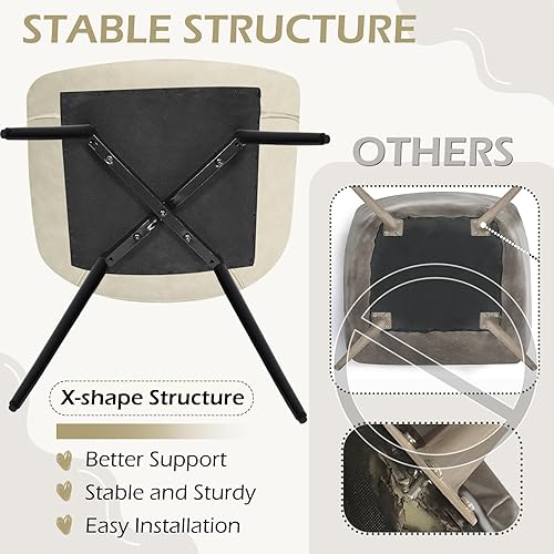 Miniatura 3 de ECOTOUGE Juego de 4 sillas de comedor, cómodas sillas de cocina de piel sintética con patas de metal, sillas modernas de mediados de siglo para