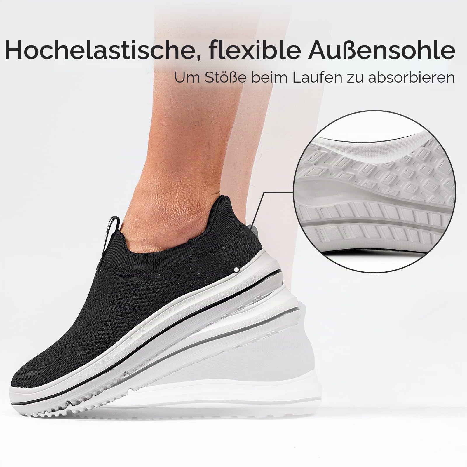 MrToNo Slip On Sneaker Herren Ohne Schnürsenkel Schuhe Hand-Free Laufschuhe Leichtgewichts Atmungsaktiv Outdoor Sportschuhe Freizeit Straßenlaufschuhe
