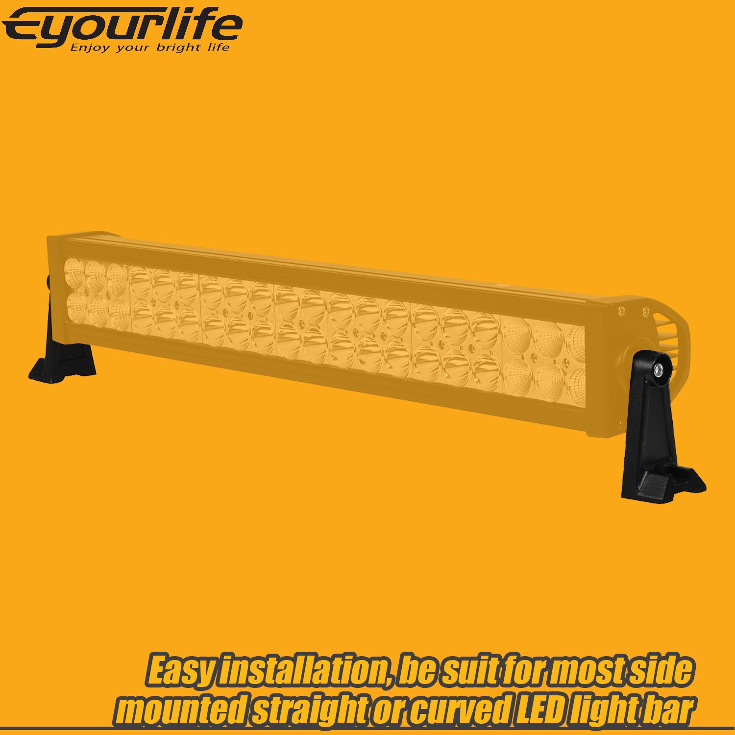 Eyourlife LED Light Bar Side Mounting Brackets with Rubber Pads, Universal Fit Metal Side