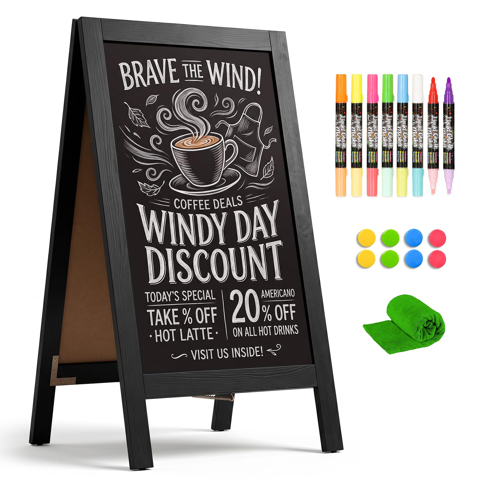 4 THOUGHT A-Frame Double-Sided Magnetic Chalkboard