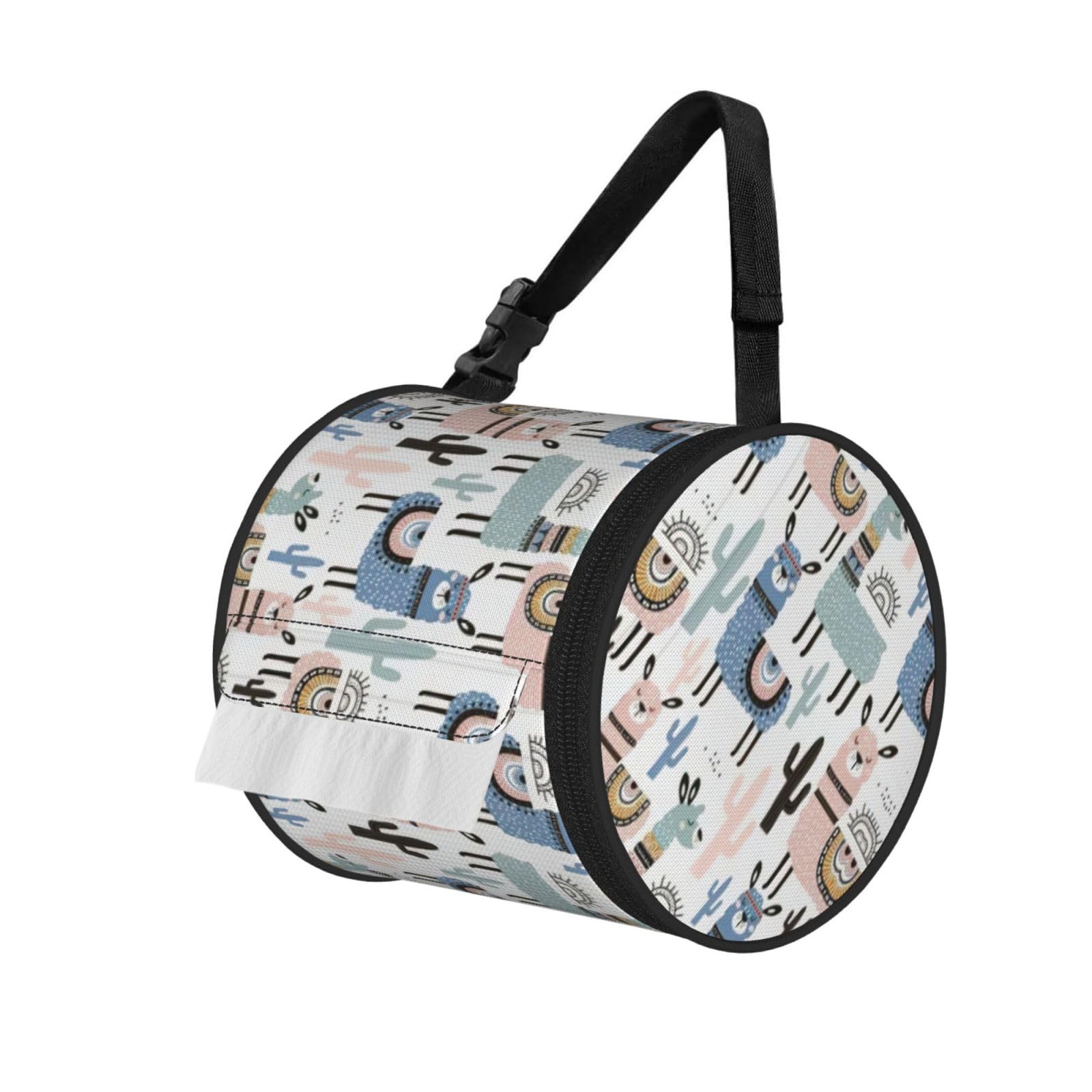 Llama Alpaca Cactus Print Fashion Tissues Organizer Box, Hanging Tissue Holder For Purse Coins For Car Office Daily Outing