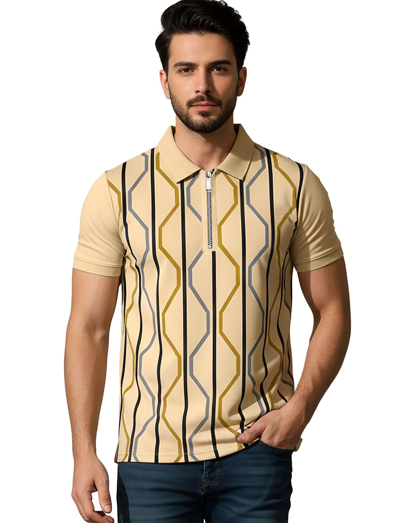 GoSriKi Menâ€™s Oversized Cotton Printed T-Shirt, Formal Round-Neck T-Shirt for Men, Graphic Print Tshirts for Boy, Casual Tshirt for Boys in multi